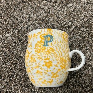Anthropologie Homegrown Monogram Initial "P" Mug